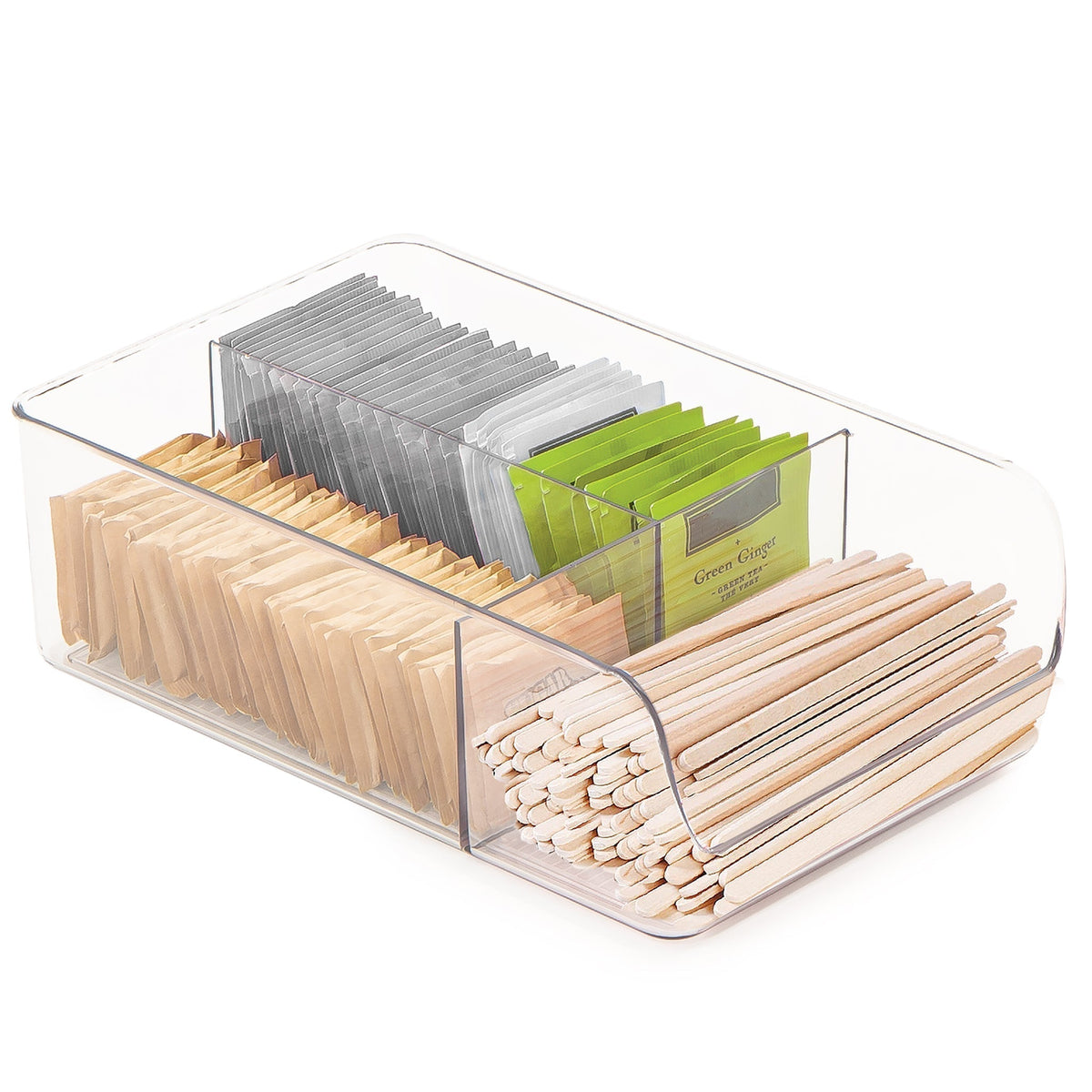 3-Compartment Clear Bin Organizer - Clear
